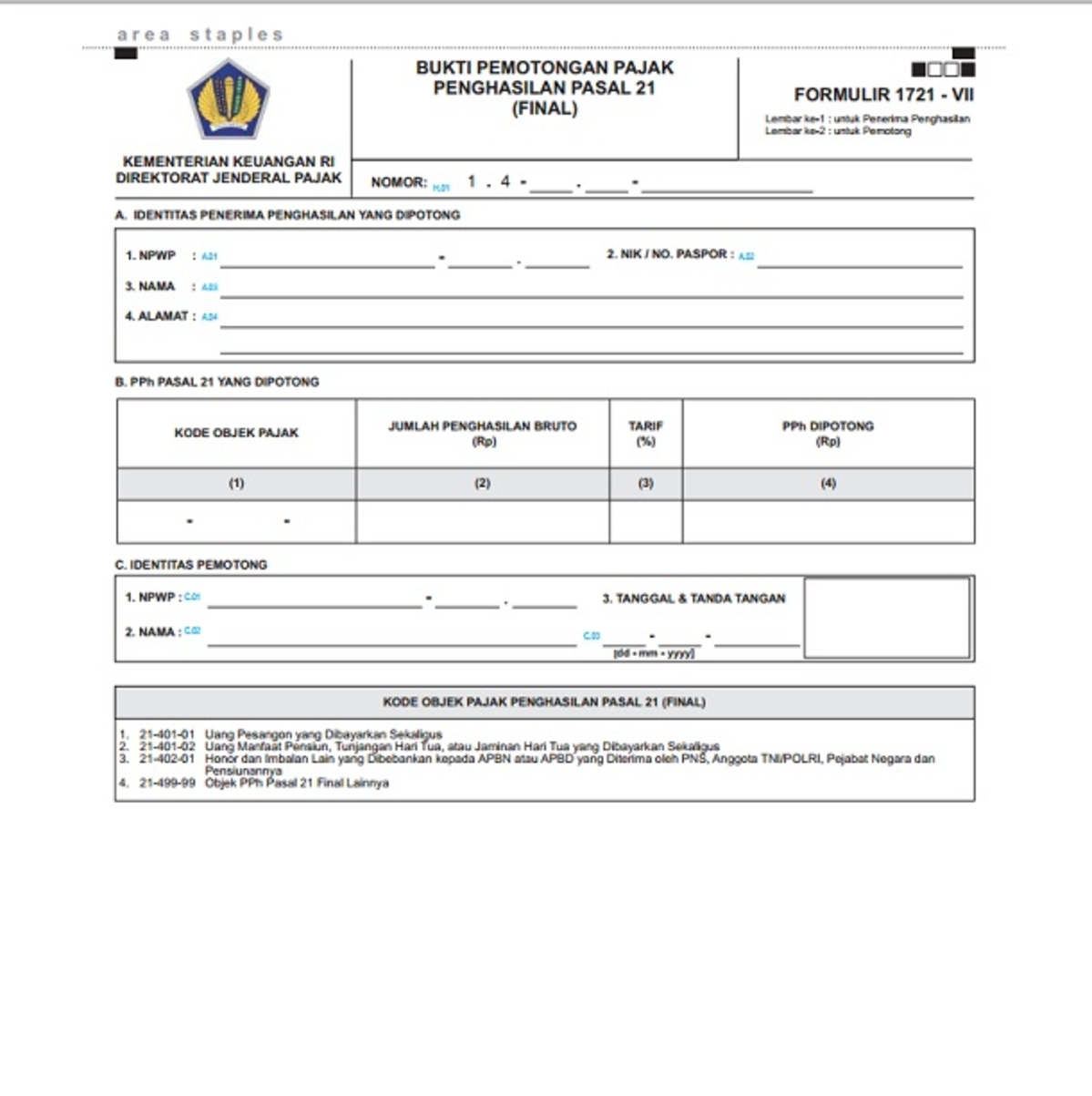 Formulir 1721 A2 Spt Tahunan Pph Pasal 21 - Tentang Tahun