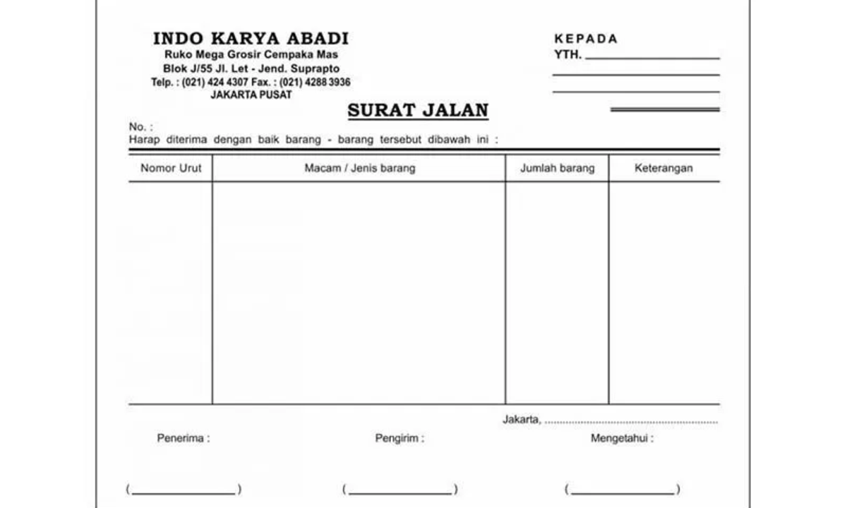 Contoh Surat Jalan yang Membuat Pengiriman Barang Lebih Lancar Dijalankan