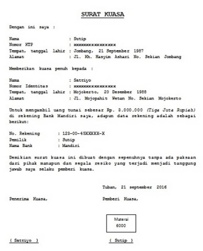 Contoh Surat Kuasa Ini Jenis Dan Struktur Penulisannya