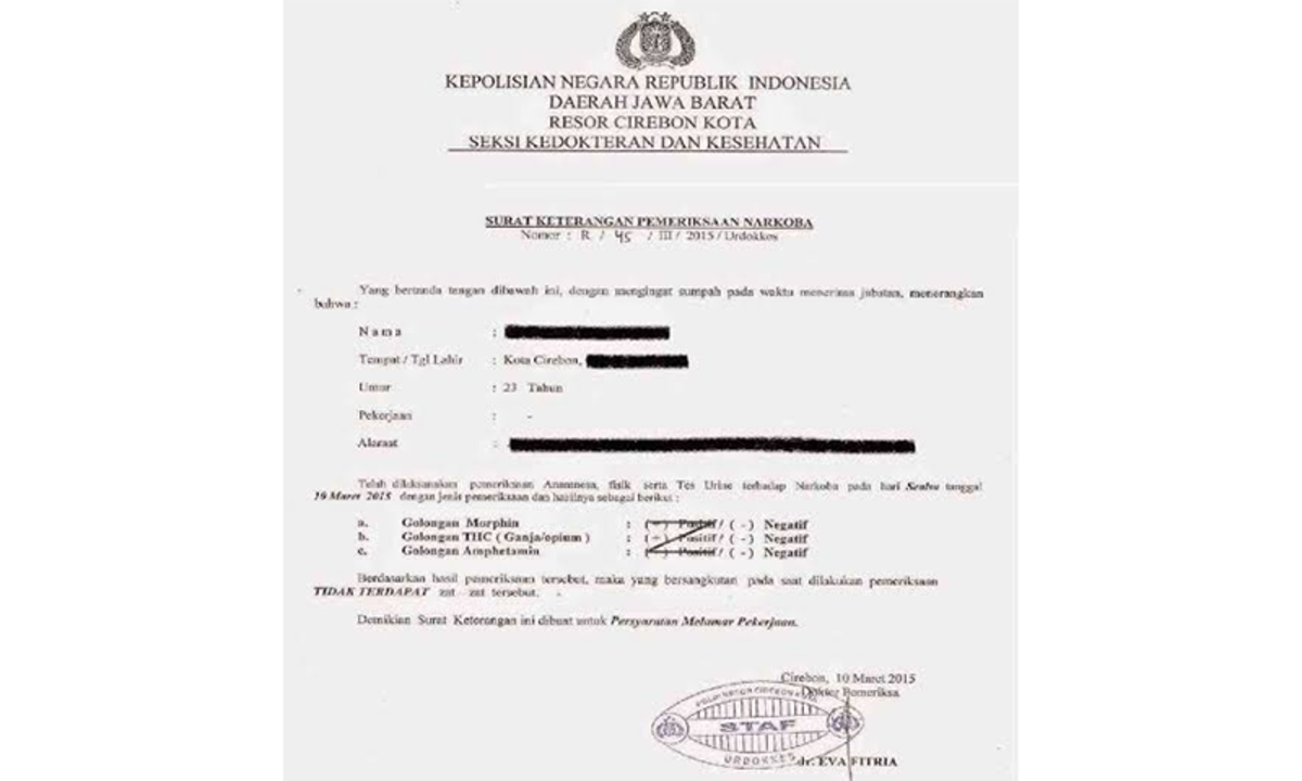 Pahami Surat Keterangan Bebas Narkoba Yang Memiliki Peran