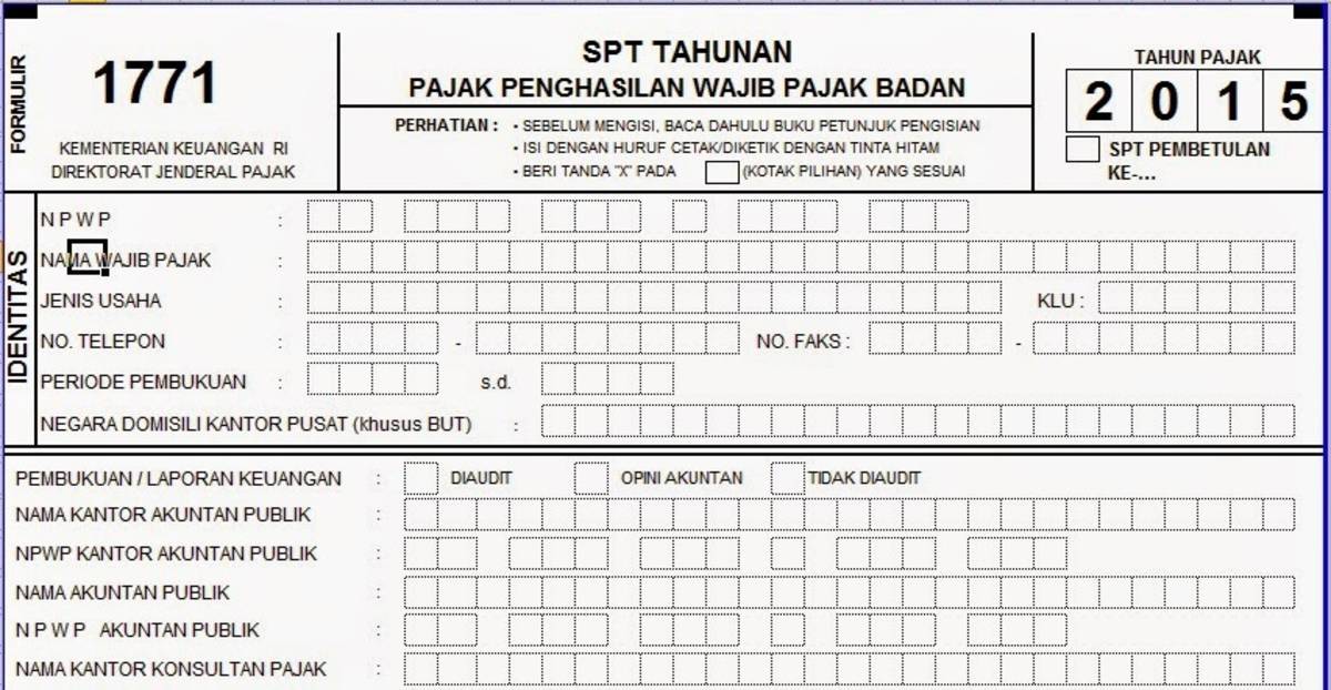 Contoh Pengisian Spt Tahunan Badan