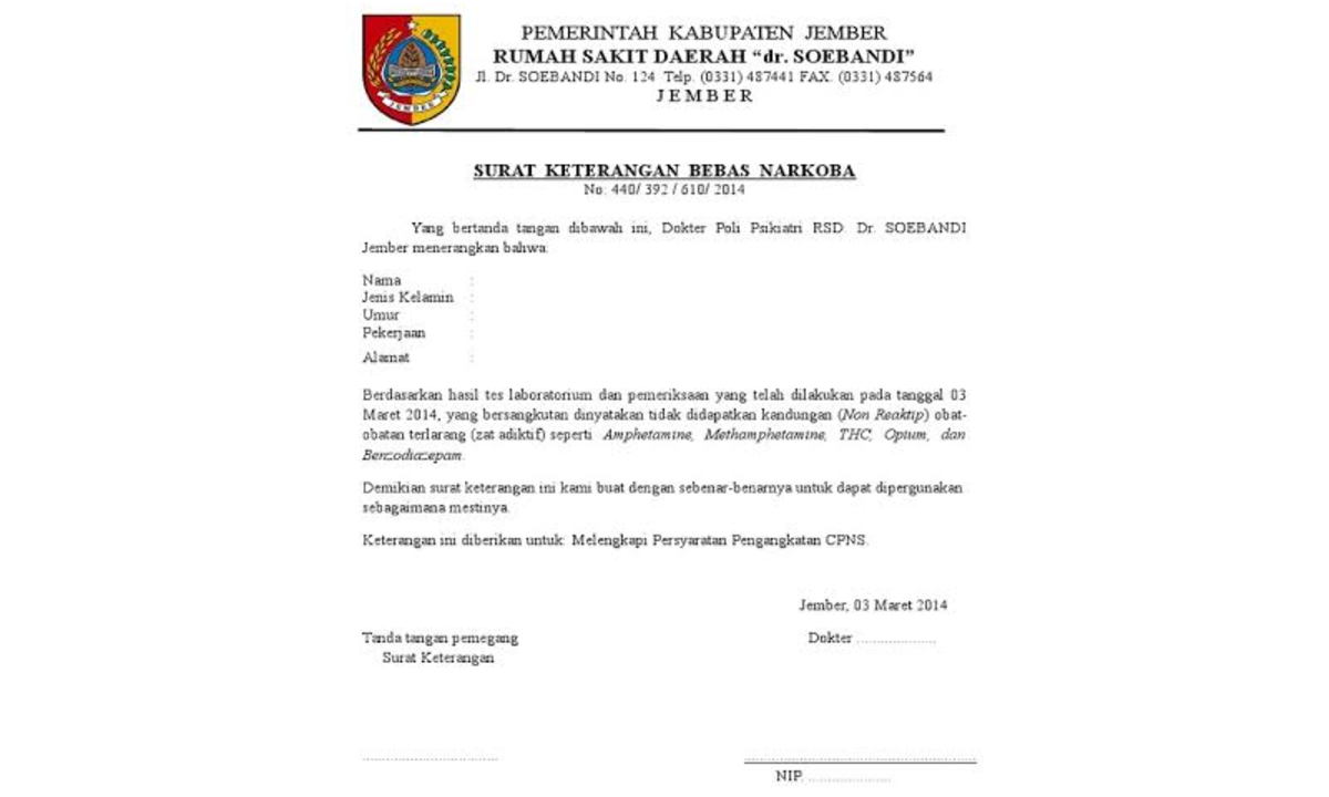 27+ Contoh Surat Keterangan Bebas Narkoba Dari Kepolisian ...