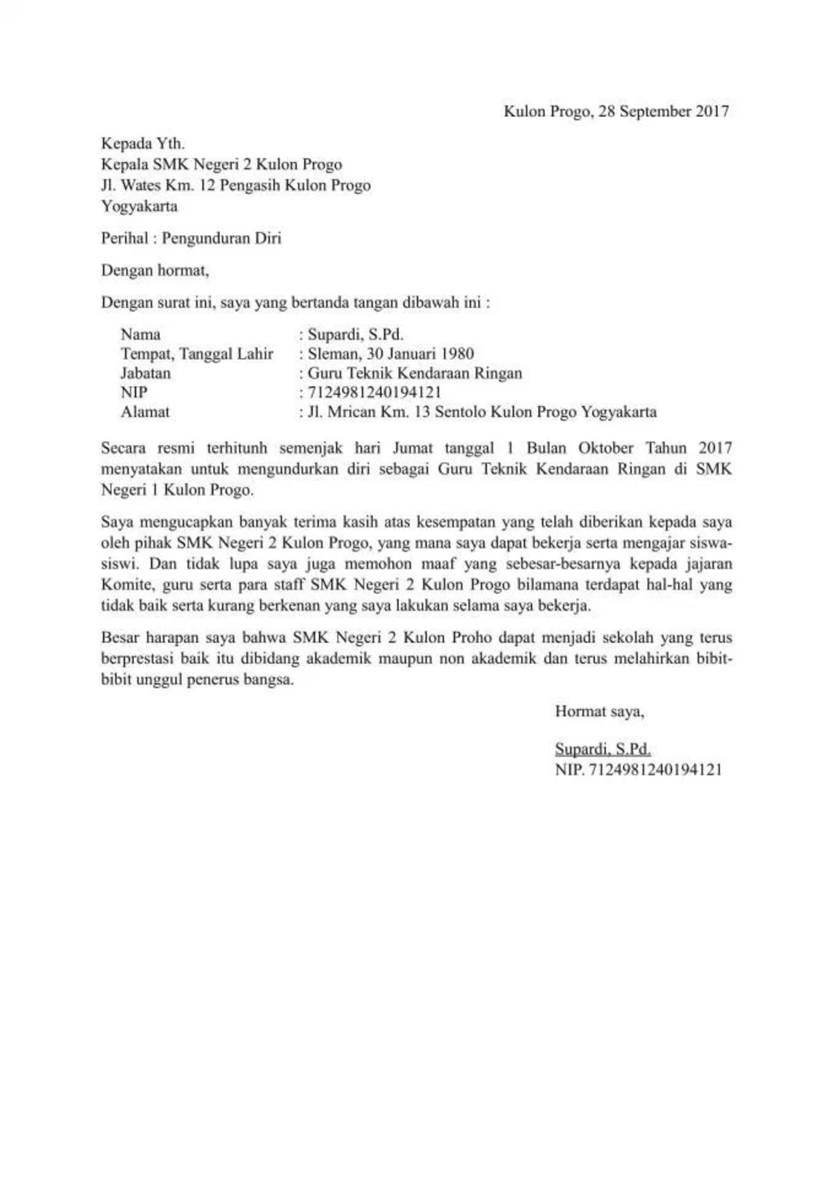 Surat Pengunduran Diri Dari Anggota Club Motor Contoh Seputar Surat