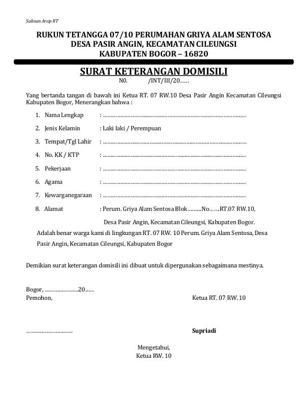 surat keterangan domisili