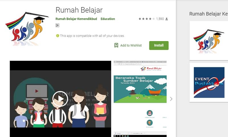 Aplikasi Rumah Belajar Kemendikbud via google playstore