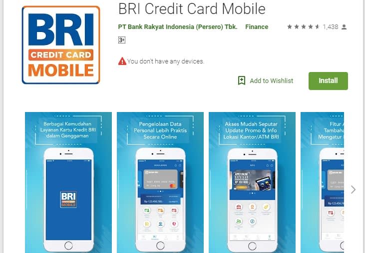 Aplikasi BRI Credit Card Mobile