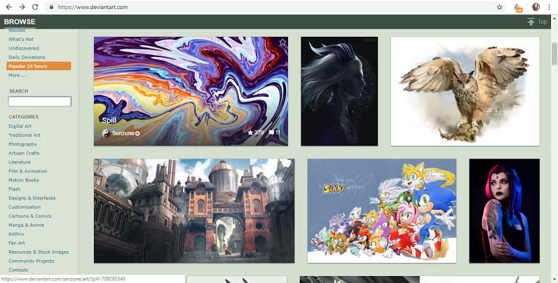 Homepage website deviantart.com