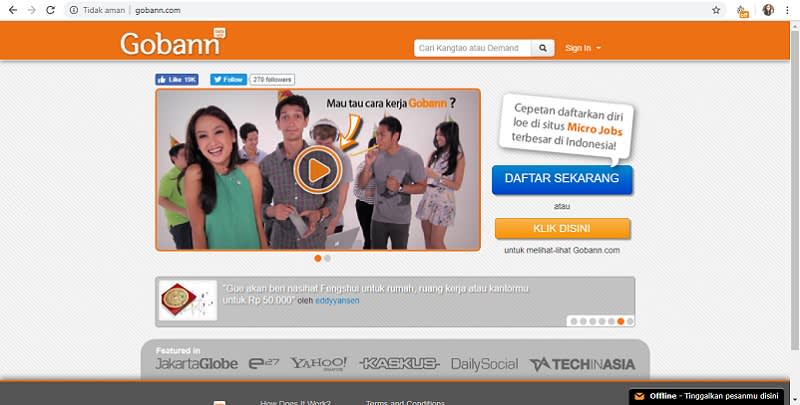 Homepage website gobann.com