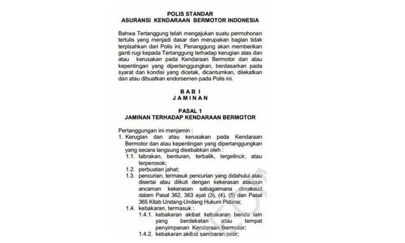 contoh polis asuransi kendaraan