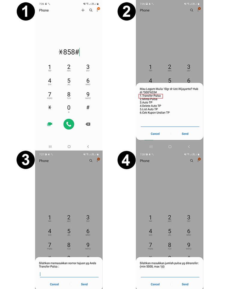 cara transfer pulsa telkomsel melalui telepon