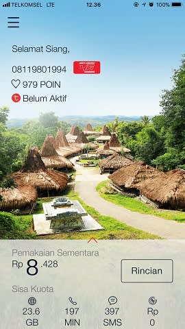 Tampilan Halaman Utama Aplikasi MyTelkomsel 