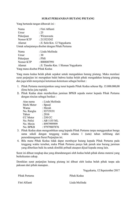 Contoh Surat Pernyataan Perjanjian Pelunasan Hutang / Contoh Surat Pernyataan Perjanjian Pembayaran Nusagates : Contoh surat perjanjian jual beli tanah 1.