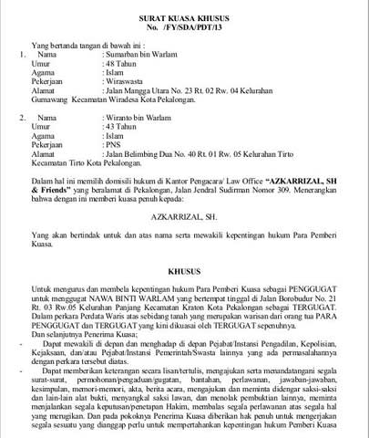 Contoh Surat Pencabutan Kuasa Khusus Advokat : 17 Contoh Surat Kuasa Untuk Mediasi - Contoh surat kuasa khusus advokat.