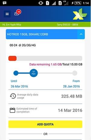 Cek kuota Xl via app android